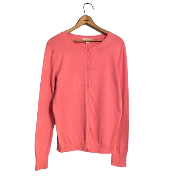 Merona Pink Button Front Cardigan Sweater Long Sleeve Barbie Bubblegum Pink L - Picture 9 of 15